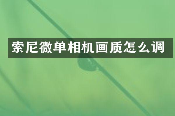 索尼微单相机画质怎么调