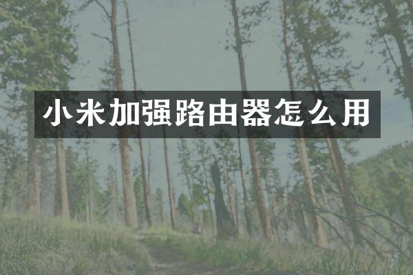 小米加强路由器怎么用