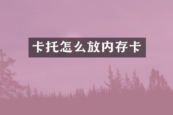 卡托怎么放内存卡