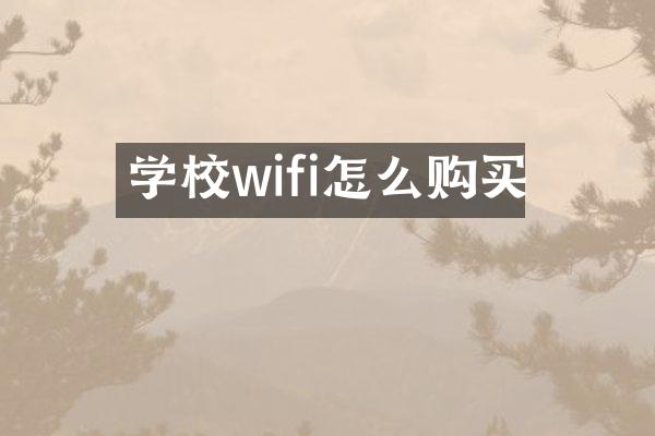 学校wifi怎么购买