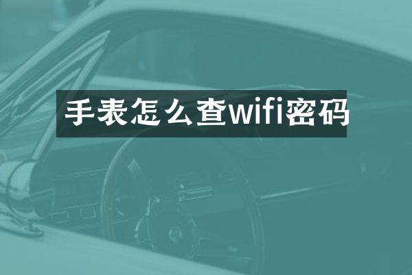 手表怎么查wifi密码