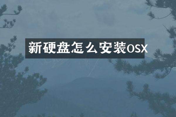 新硬盘怎么安装osx