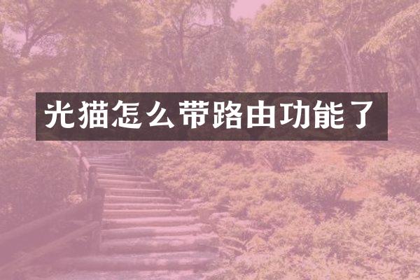 光猫怎么带路由功能了