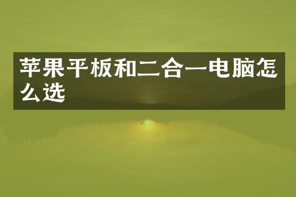 苹果平板和二合一电脑怎么选