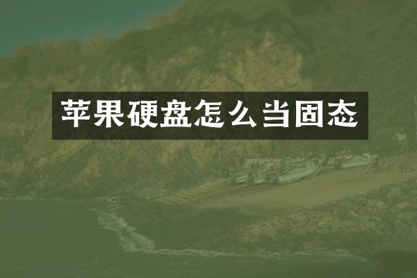 苹果硬盘怎么当固态
