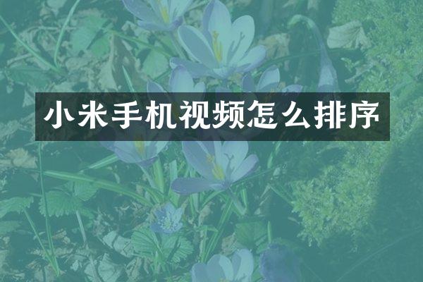 小米手机视频怎么排序