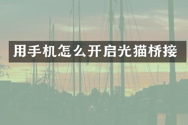 用手机怎么开启光猫桥接