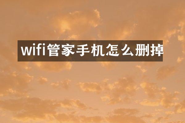wifi管家手机怎么删掉
