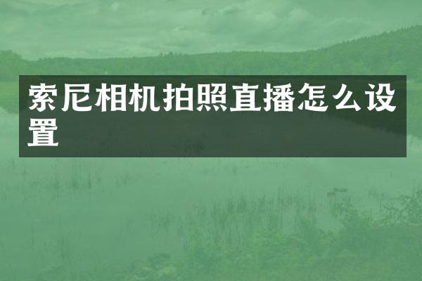 索尼相机拍照直播怎么设置