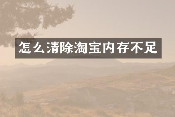 怎么清除淘宝内存不足