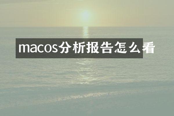 macos分析报告怎么看