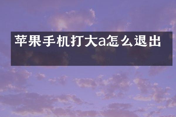 苹果手机打大a怎么退出去