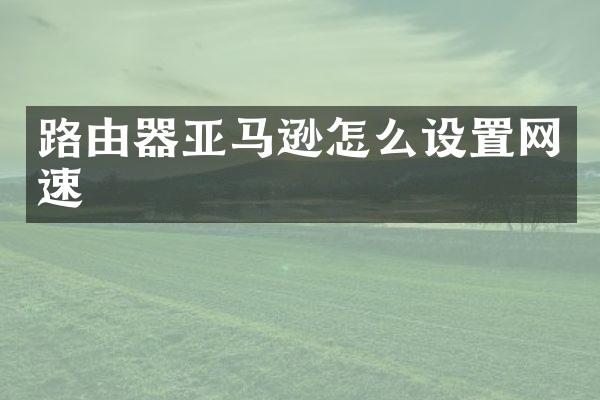 路由器亚马逊怎么设置网速