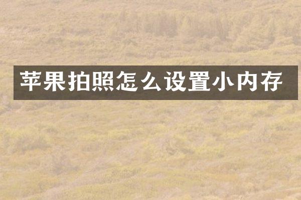 苹果拍照怎么设置小内存