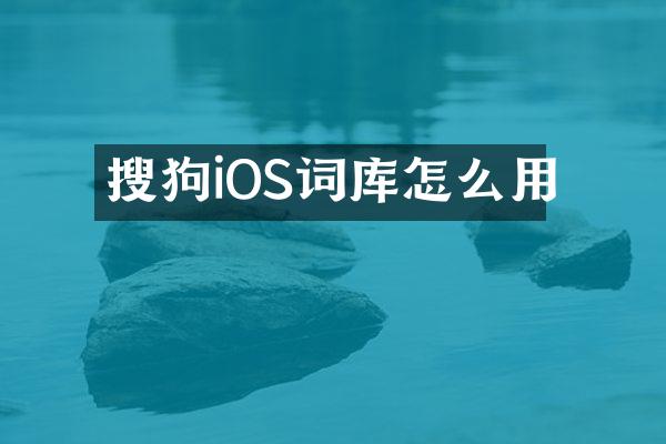 搜狗iOS词库怎么用