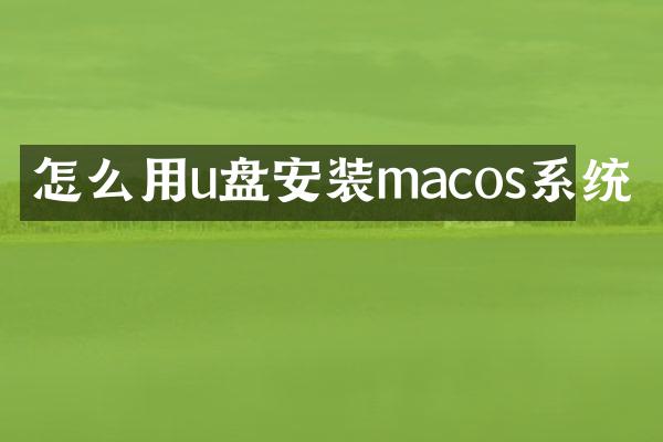 怎么用u盘安装macos系统