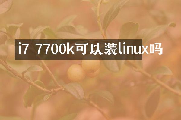 i7 7700k可以装linux吗