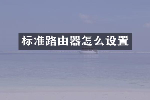 标准路由器怎么设置