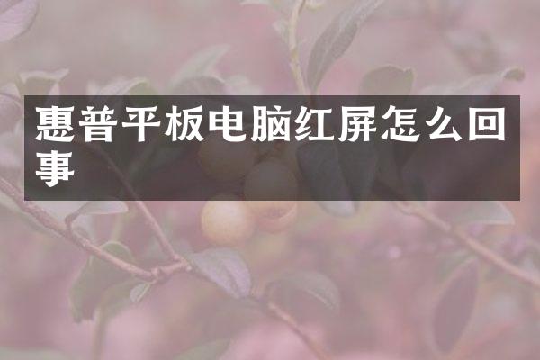 惠普平板电脑红屏怎么回事