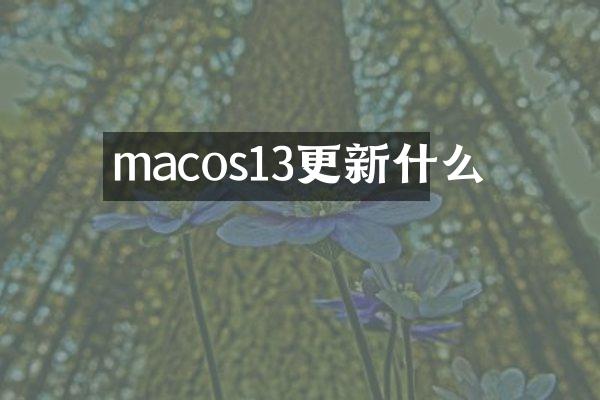 macos13更新什么