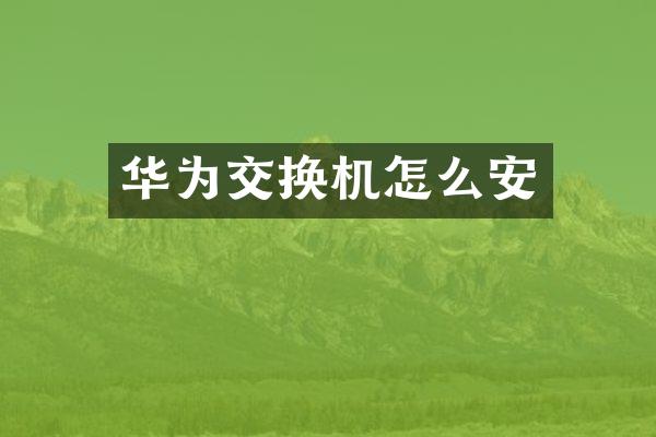 华为交换机怎么安