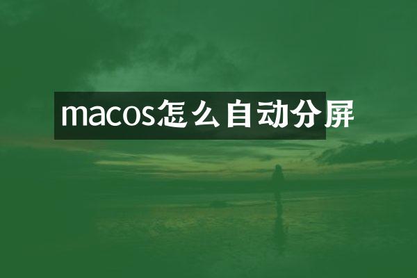 macos怎么自动分屏
