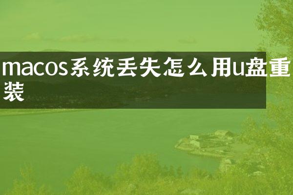 macos系统丢失怎么用u盘重装
