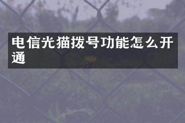 电信光猫拨号功能怎么开通