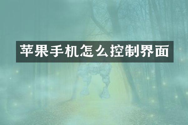 苹果手机怎么控制界面