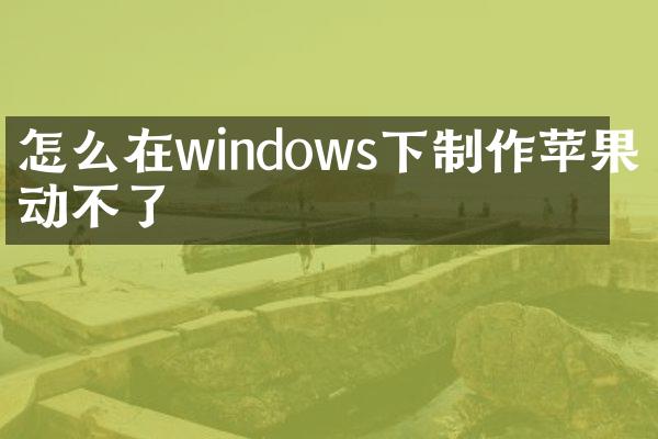 怎么在windows下制作苹果启动不了
