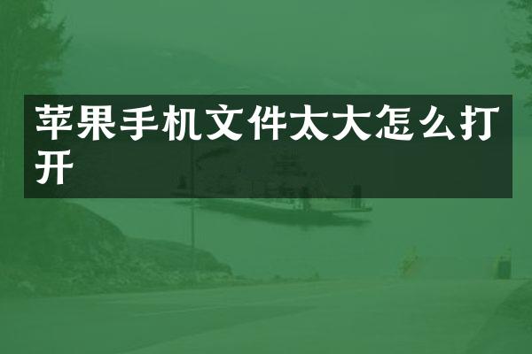 苹果手机文件太大怎么打开