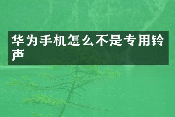 华为手机怎么不是专用铃声