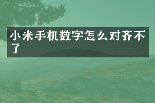 小米手机数字怎么对齐不了