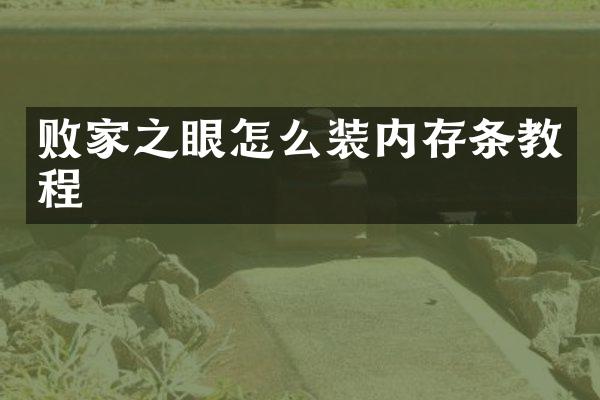 败家之眼怎么装内存条教程