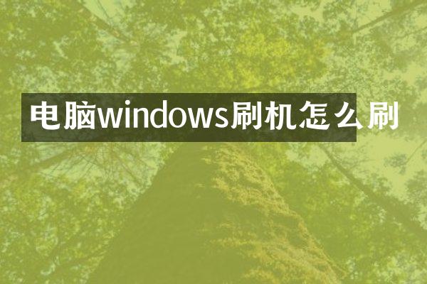 电脑windows刷机怎么刷