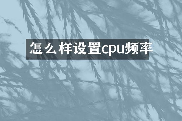怎么样设置cpu频率