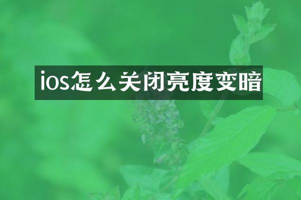 ios怎么关闭亮度变暗