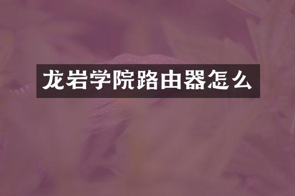 龙岩学院路由器怎么
