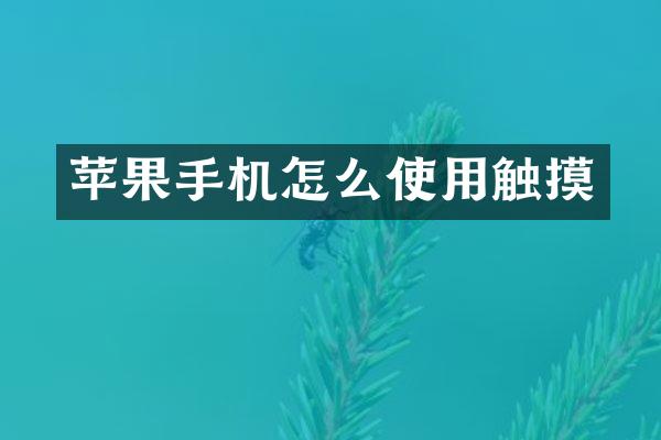 苹果手机怎么使用触摸