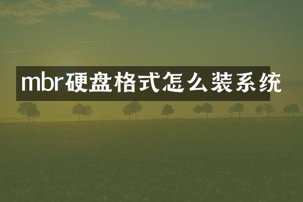 mbr硬盘格式怎么装系统