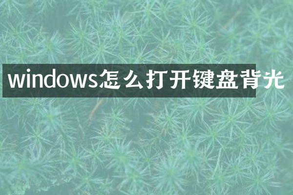windows怎么打开键盘背光