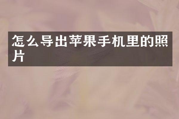 怎么导出苹果手机里的照片