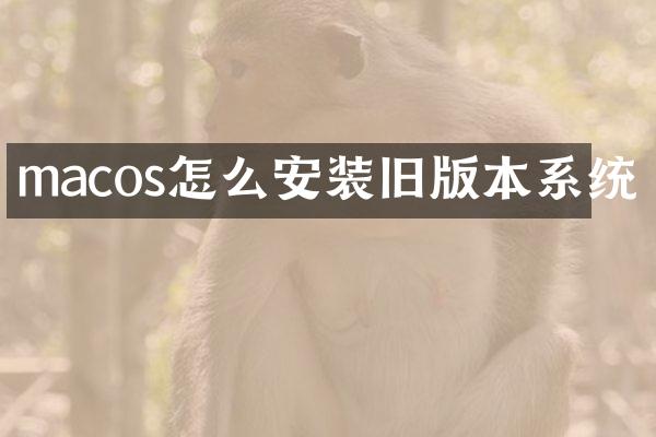 macos怎么安装旧版本系统