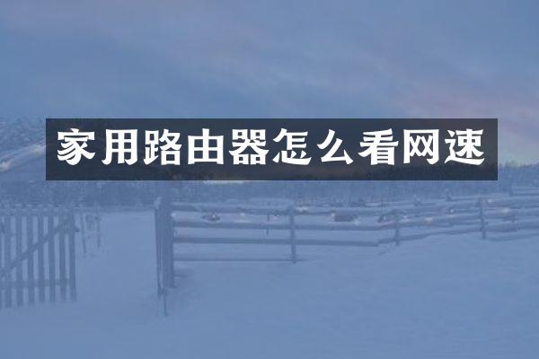 家用路由器怎么看网速