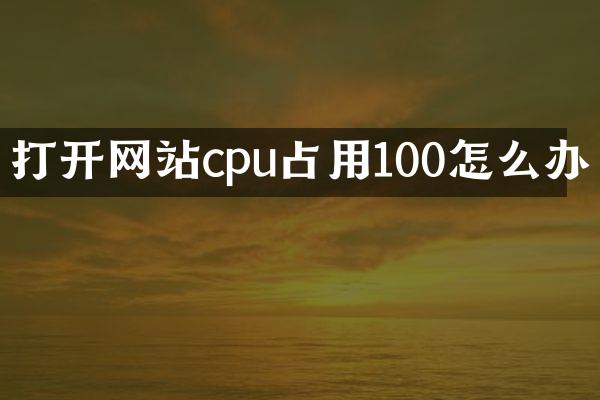 打开网站cpu占用100怎么办