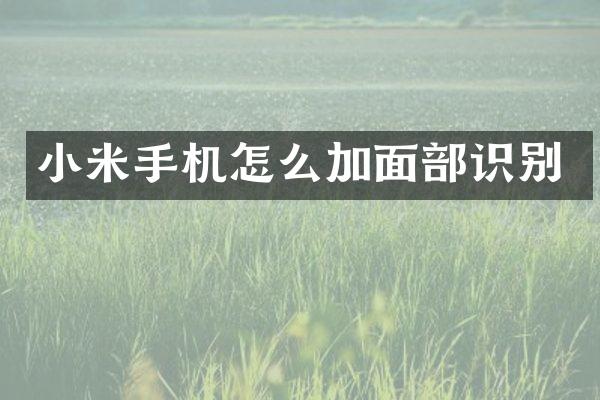 小米手机怎么加面部识别