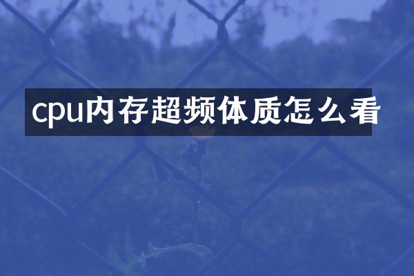 cpu内存超频体质怎么看