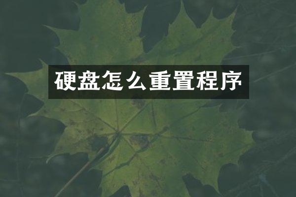 硬盘怎么重置程序