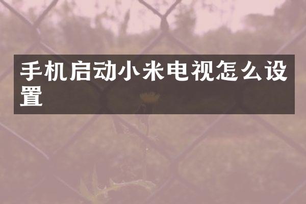 手机启动小米电视怎么设置