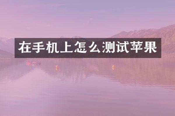 在手机上怎么测试苹果